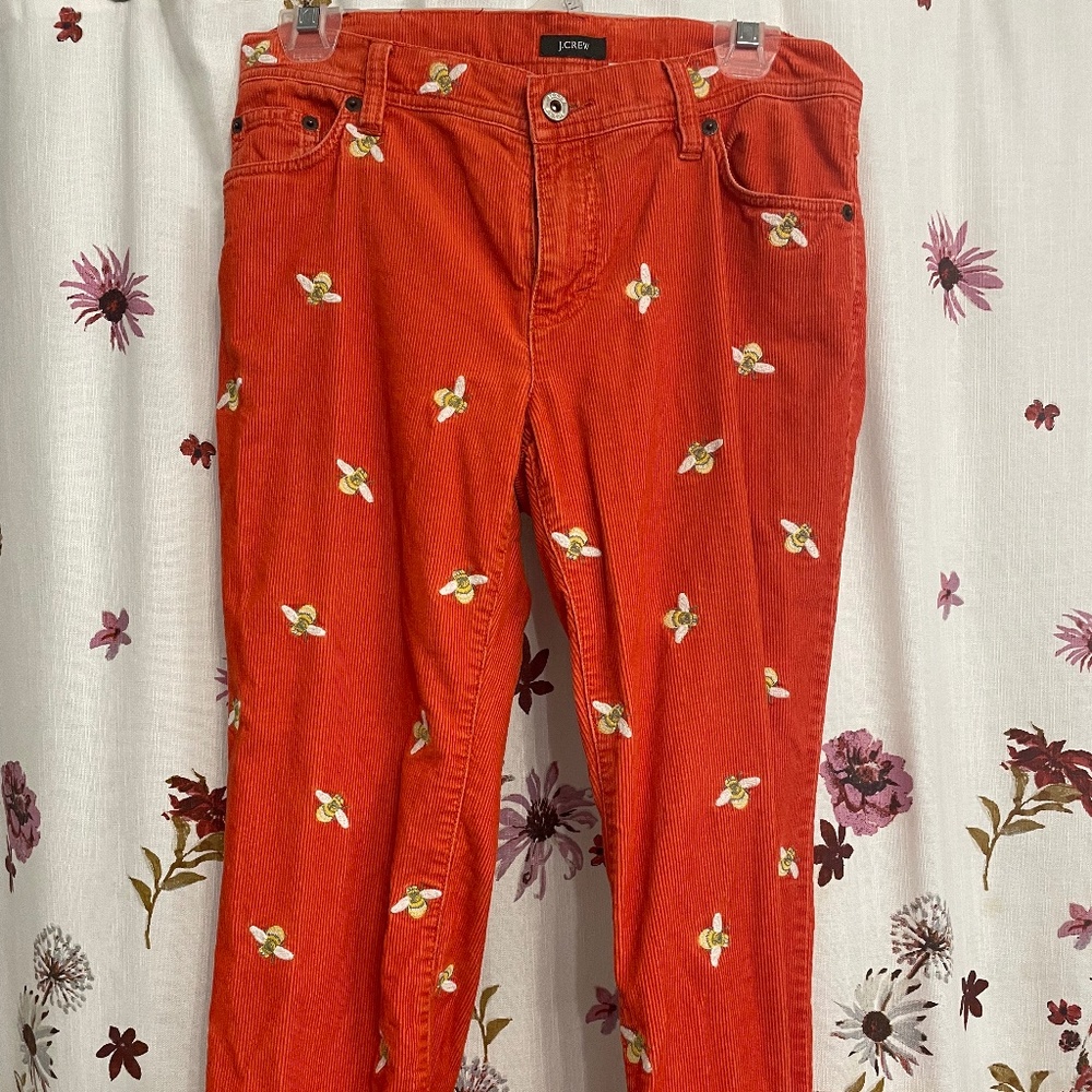 Vintage J-Crew Orange Bumble-Bee Corduroy Pants